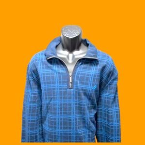 NWOT-Nautical 1/4 zip pullover fleece plaid sweater.